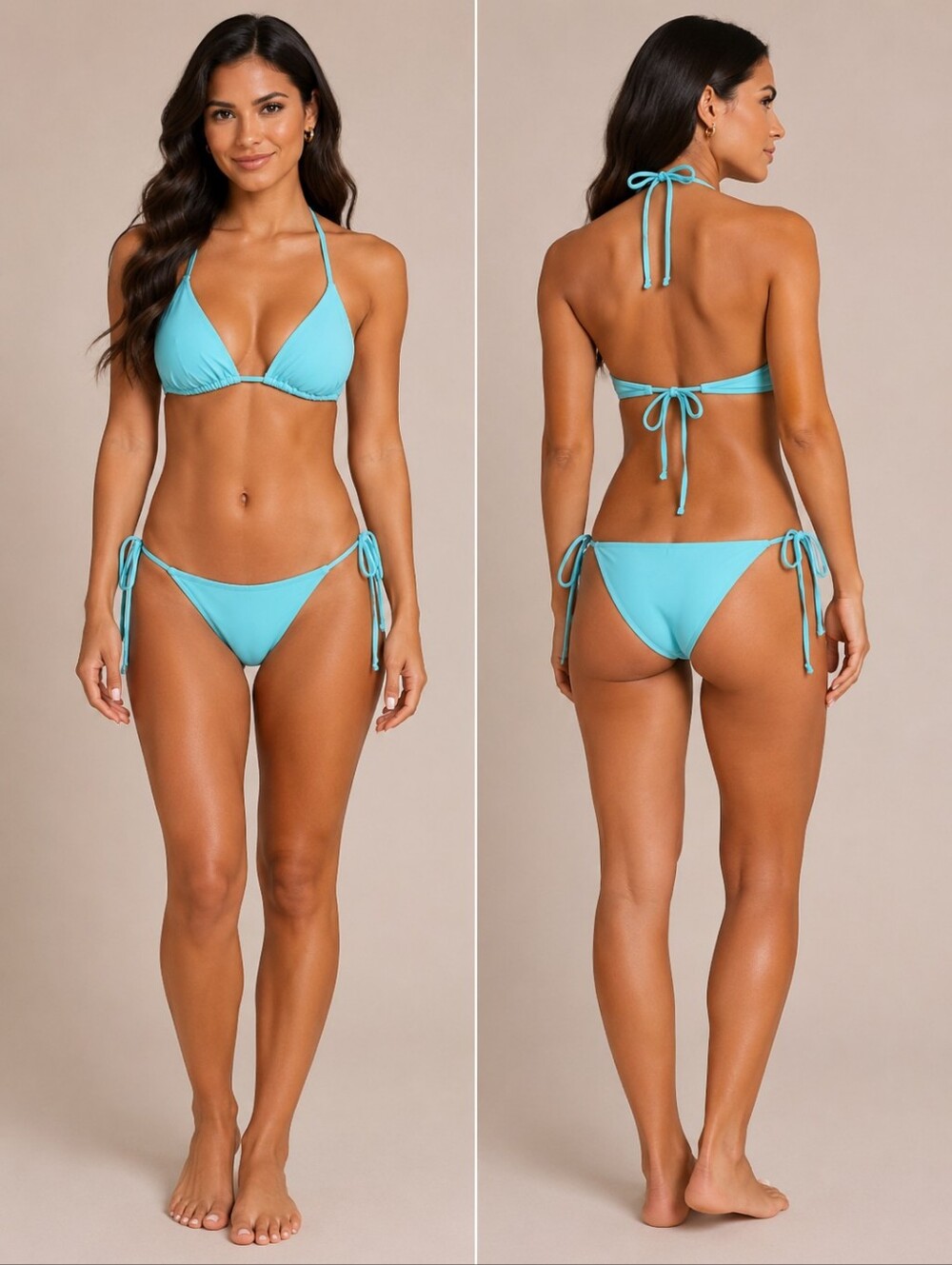Classic Tie-Side Bikini Set in Turquoise